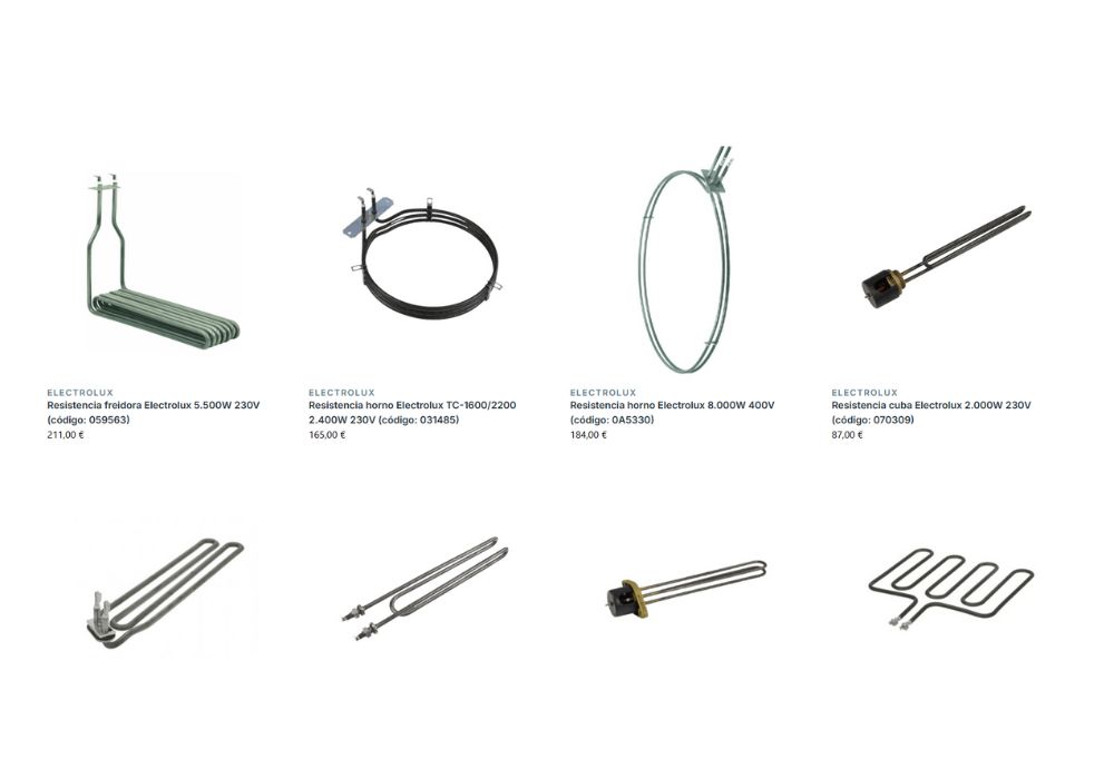 repuestos (resistencias) de maquinaria industrial